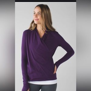 Lululemon purple and small black stripe radiant long sleeve wrap top size 4
